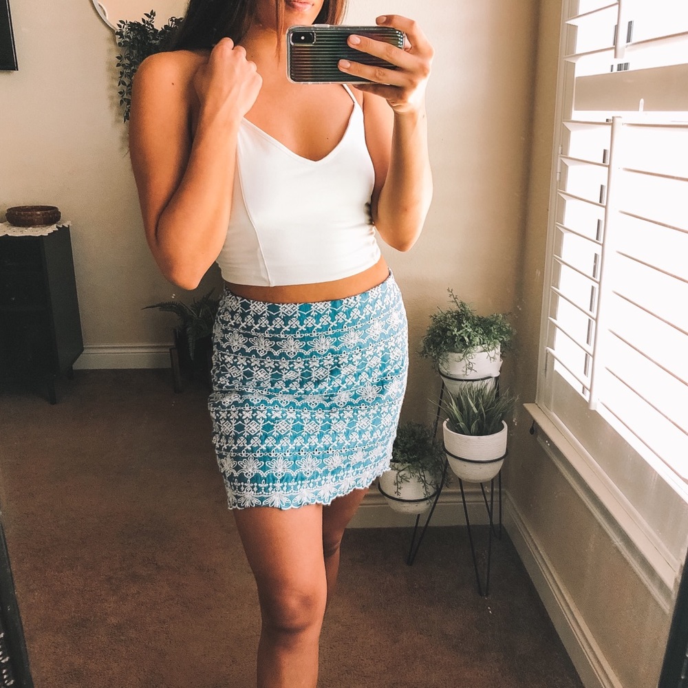 Loft Embroidered Eyelet Skirt